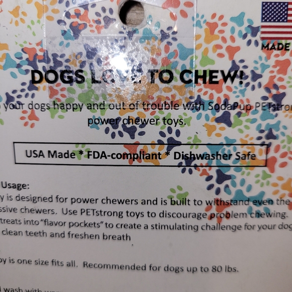 SodaPup Paw Print Power Chewer Dog Toy Pink New - Picture 9 of 9